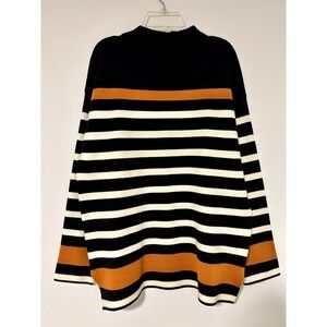 Jones New York Jones & Co Striped‎ Sweater Black White Orange Size M Relaxed Fit